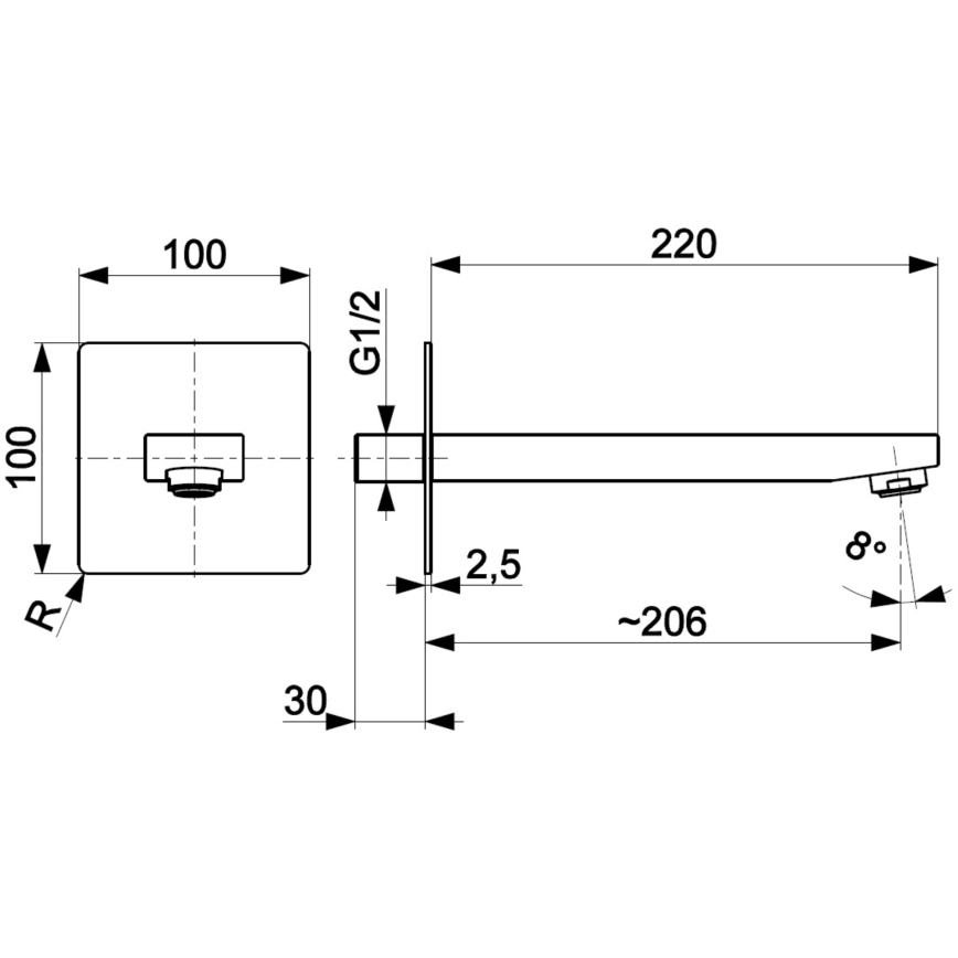 KFA Armatura 836-005-81 - Tuit voor inbouwmontage LOGON messing/mat zwart
