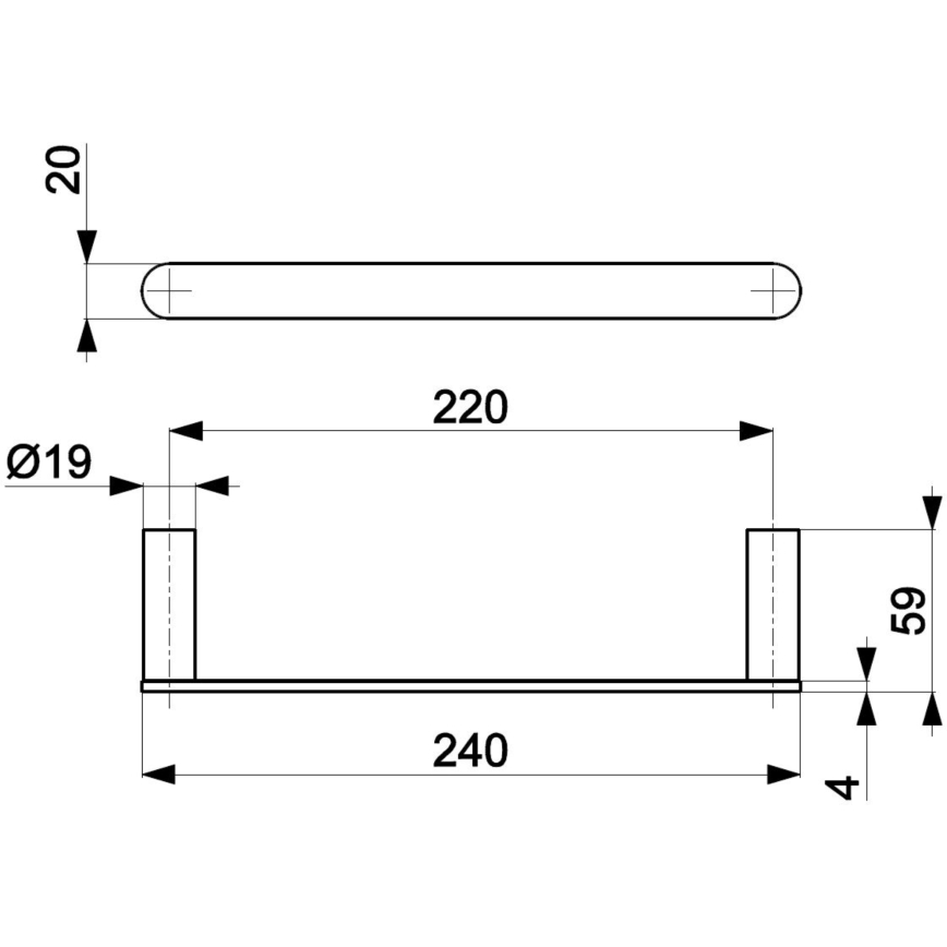 KFA Armatura 864-025-81 - Handdoekhouder voor aan de muur 24 cm roestvrij/mat zwart