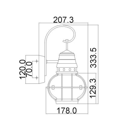 Kichler - Buitenwandlamp BRIDGE POINT 1xE27/60W/230V IP44 messing