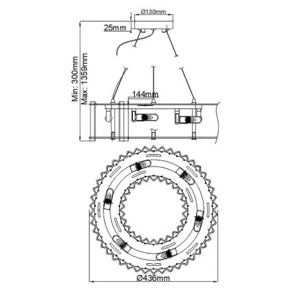 Kichler - LED Badkamerkroonluchter aan een koord CRYSTAL SKYE 6xG9/3W/230V IP44