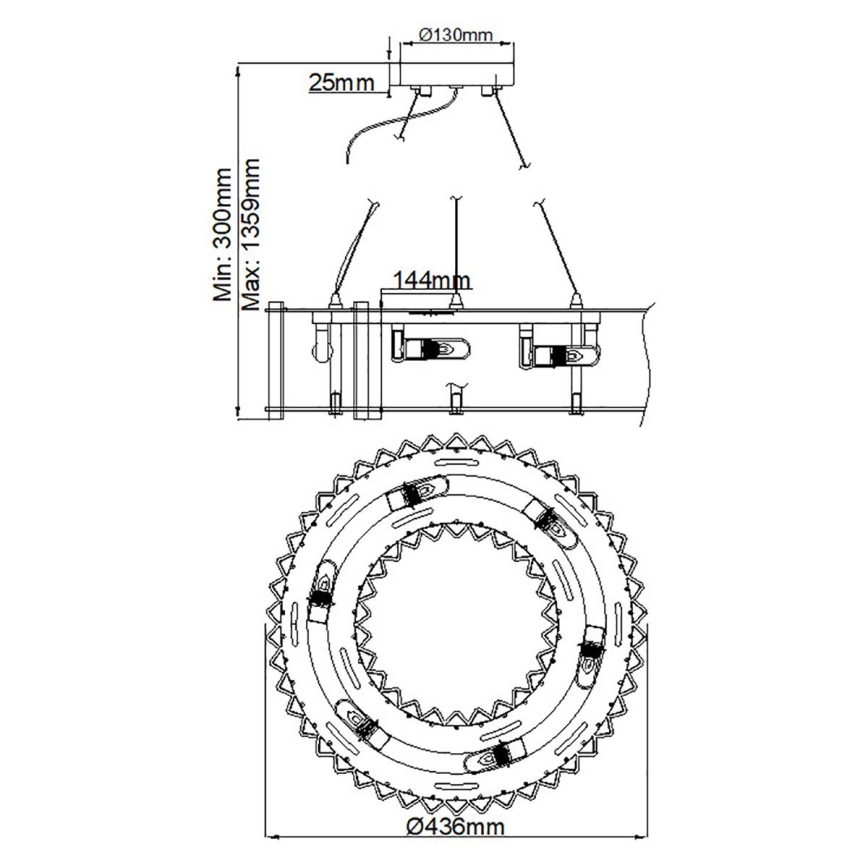 Kichler - LED Badkamerkroonluchter aan een koord CRYSTAL SKYE 6xG9/3W/230V IP44