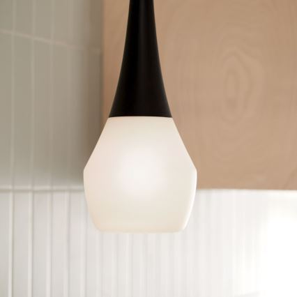 Kichler - Plafondlamp met stang DEELA 1xE27/60W/230V Ø 17,8 cm zwart