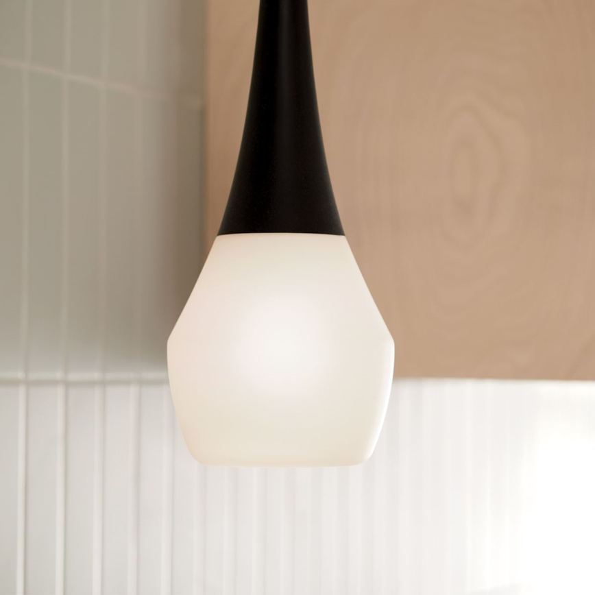 Kichler - Plafondlamp met stang DEELA 1xE27/60W/230V Ø 17,8 cm zwart