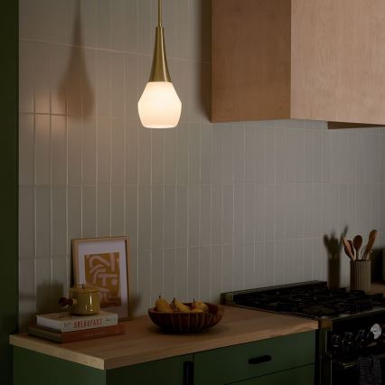 Kichler - Hanglamp met vaste pendel DEELA 1xE27/60W/230V diameter 17,8 cm messing