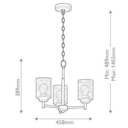 Kichler - Hanglamp aan een ketting WINSLOW 3xE27/60W/230V diameter 45,8 cm messing