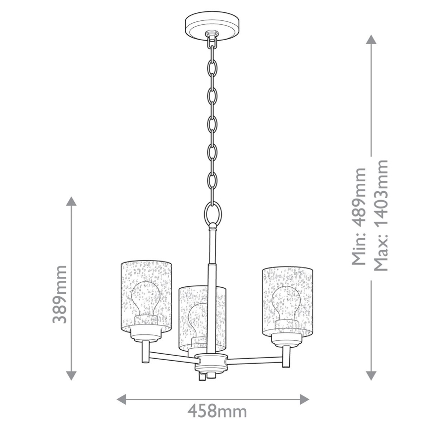 Kichler - Hanglamp aan een ketting WINSLOW 3xE27/60W/230V diameter 45,8 cm messing