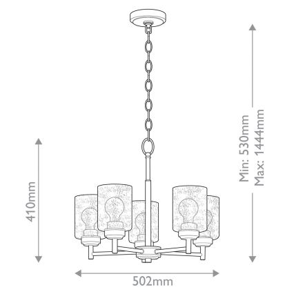 Kichler - Hanglamp aan een ketting WINSLOW 5xE27/60W/230V diameter 50,2 cm messing