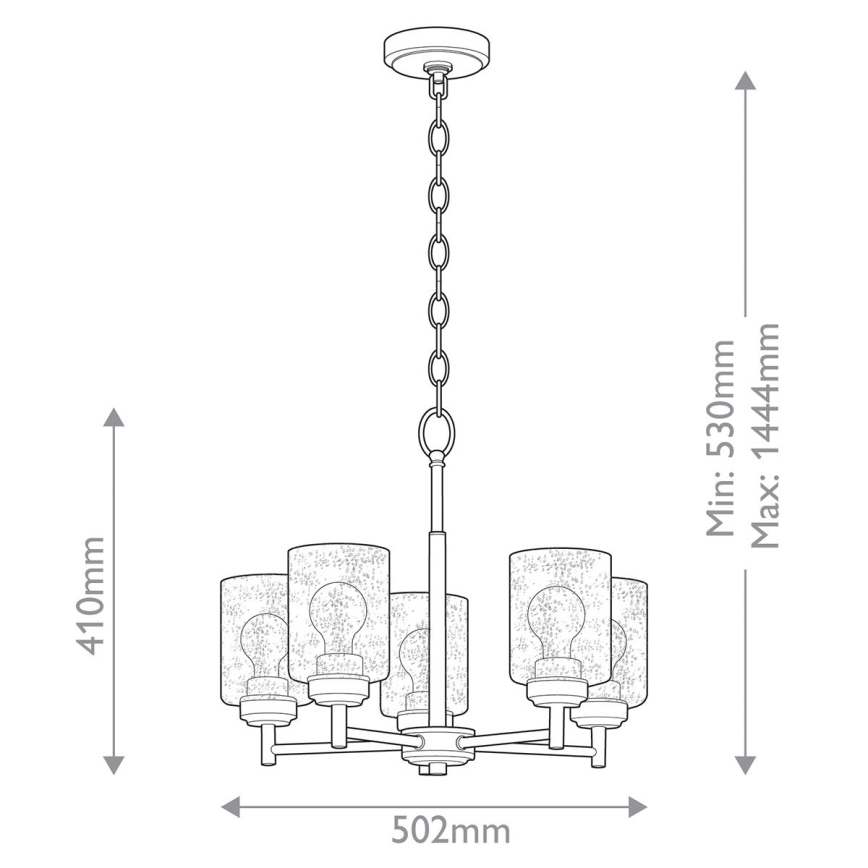 Kichler - Hanglamp aan een ketting WINSLOW 5xE27/60W/230V diameter 50,2 cm messing