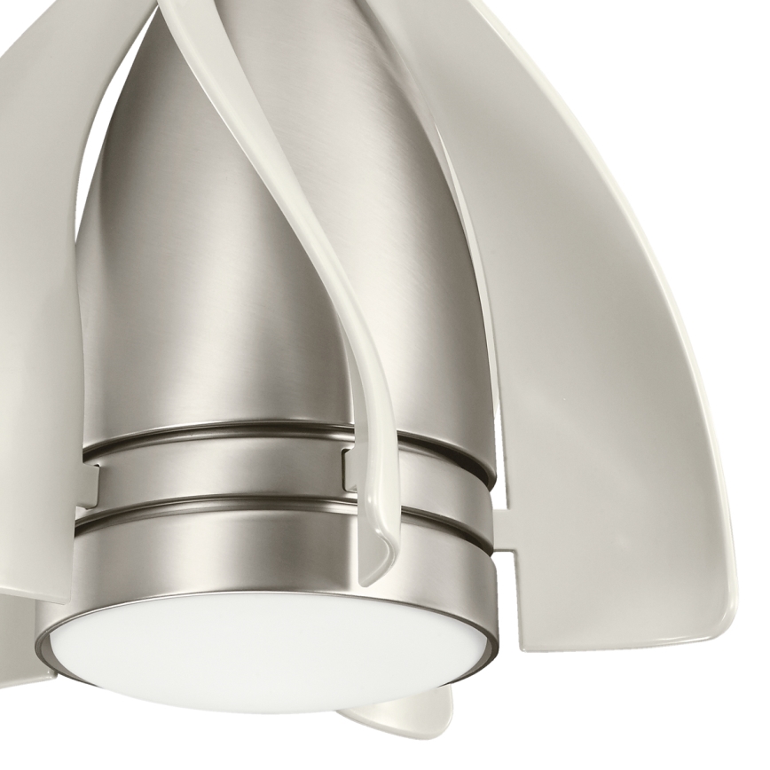 Kichler - LED dimbare plafondventilator TERNA LED/10W/230V mat chroom/wit + afstandsbediening