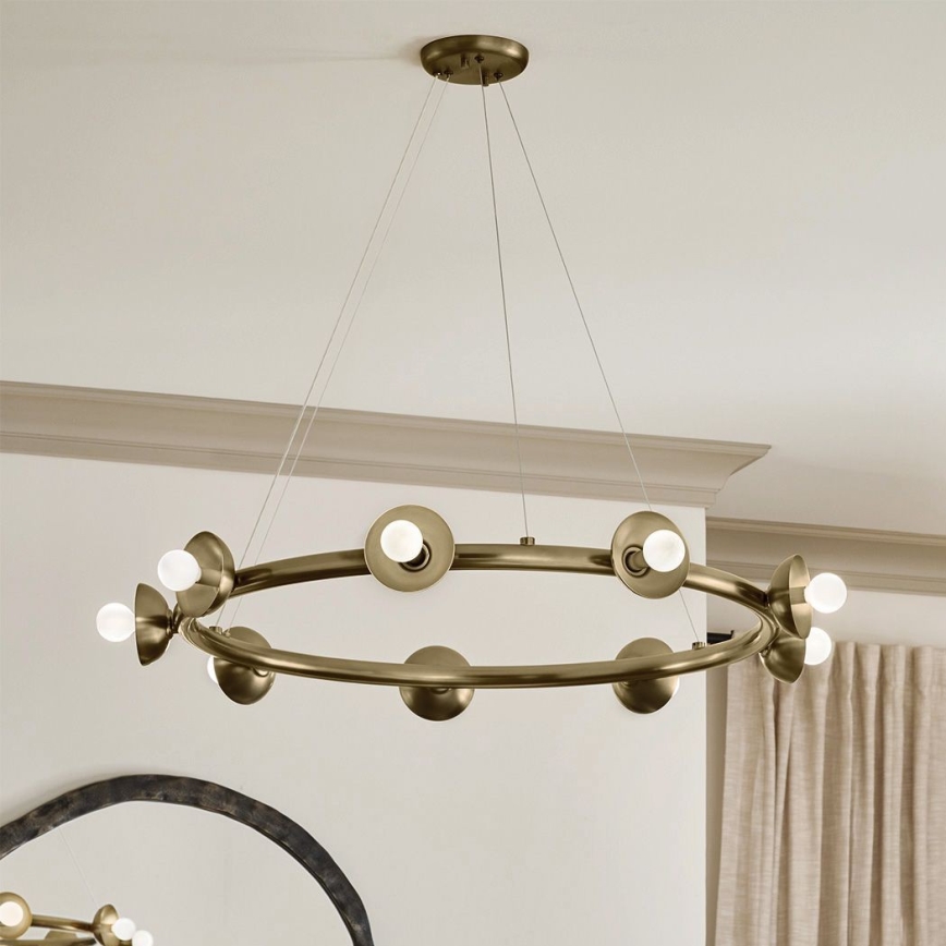 Kichler - Kroonluchter met kabelophanging PALTA 9xE14/40W/230V goudkleurig