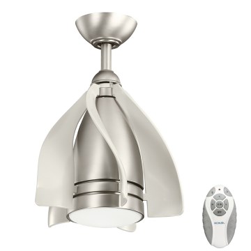Kichler - LED dimbare plafondventilator TERNA LED/10W/230V mat chroom/wit + afstandsbediening
