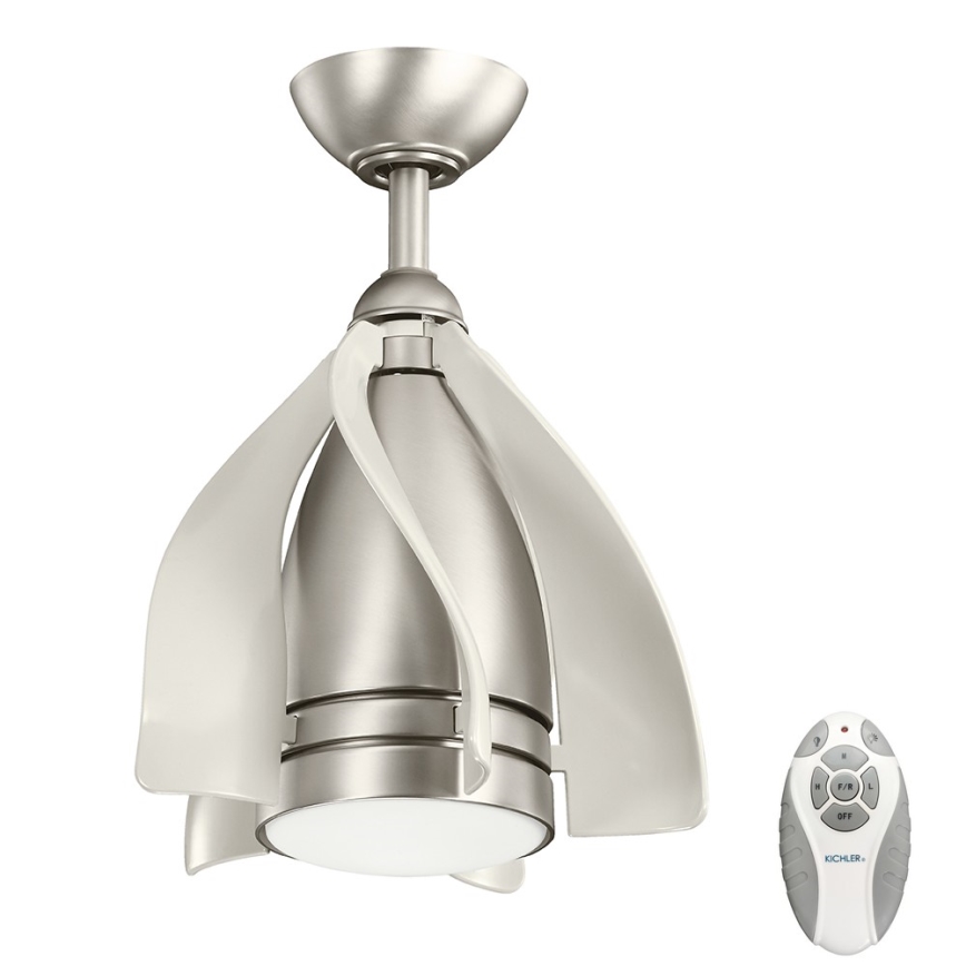 Kichler - LED dimbare plafondventilator TERNA LED/10W/230V mat chroom/wit + afstandsbediening