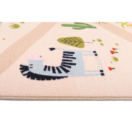 Kinder antislip vloerkleed ARES STREETS 80 x 150 cm beige/safari
