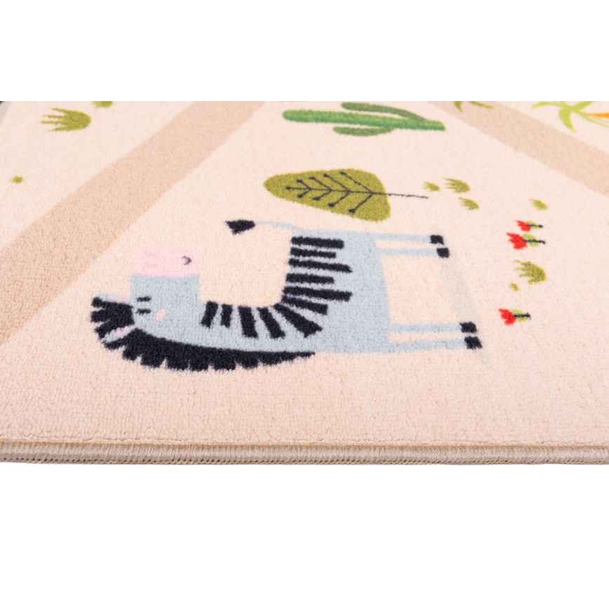 Kinder antislip vloerkleed ARES STREETS 80 x 150 cm beige/safari