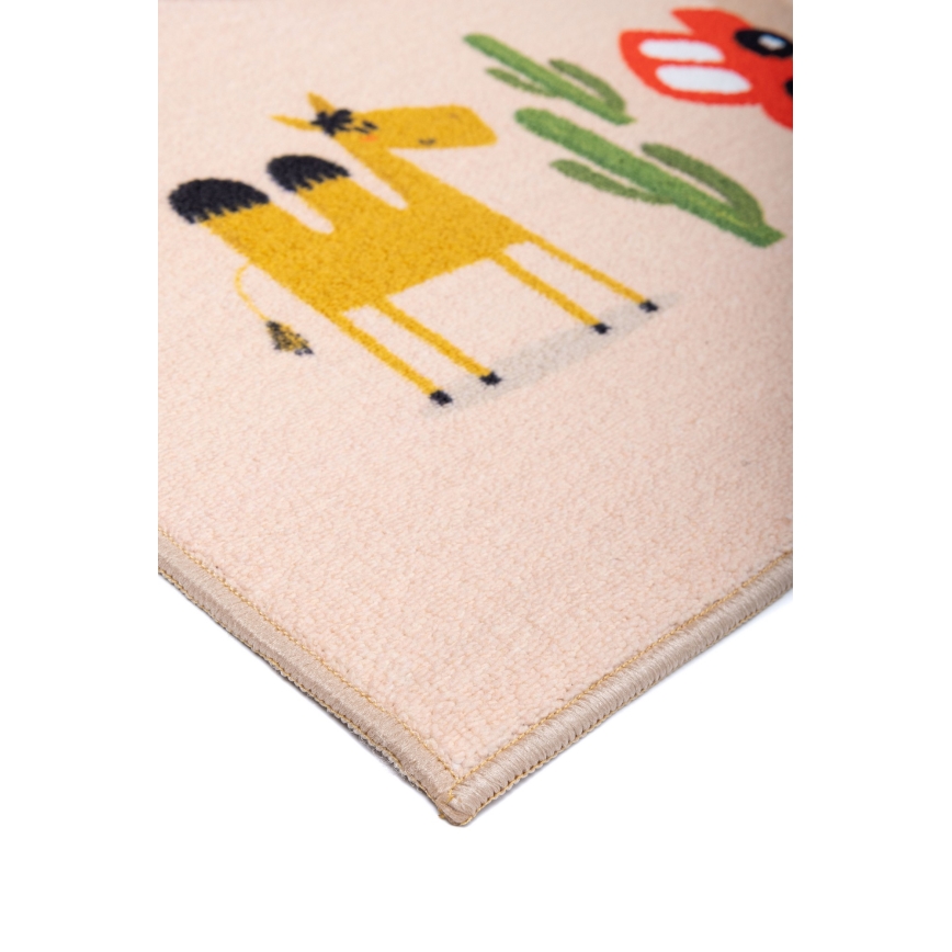Kinder antislip vloerkleed ARES STREETS 80 x 150 cm beige/safari