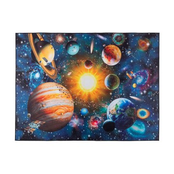 Kinder antislip vloerkleed PRINT 3D 80x150 cm planeten/veelkleurig
