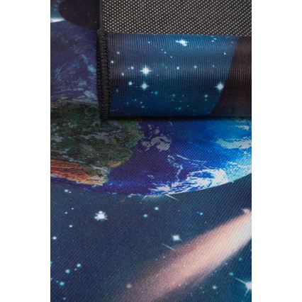 Kinder antislip vloerkleed PRINT 3D 80x150 cm planeten/veelkleurig