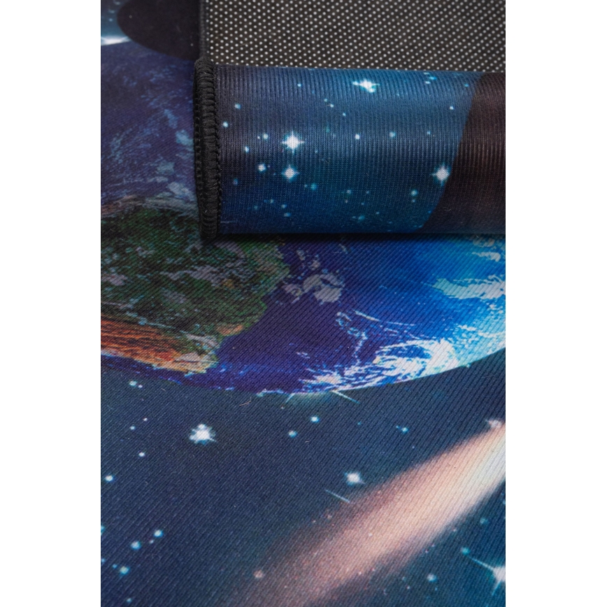 Kinder antislip vloerkleed PRINT 3D 80x150 cm planeten/veelkleurig