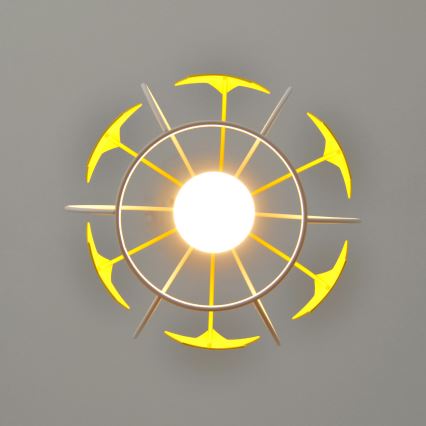 Kinder hanglamp aan een koord STARS 1xE27/15W/230V geel/wit