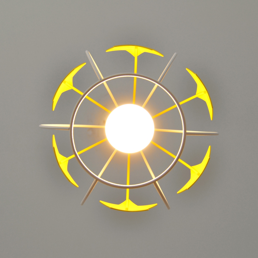 Kinder hanglamp aan een koord STARS 1xE27/15W/230V geel/wit