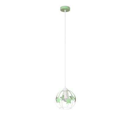 Kinder hanglamp aan een koord STARS 1xE27/15W/230V groen/wit