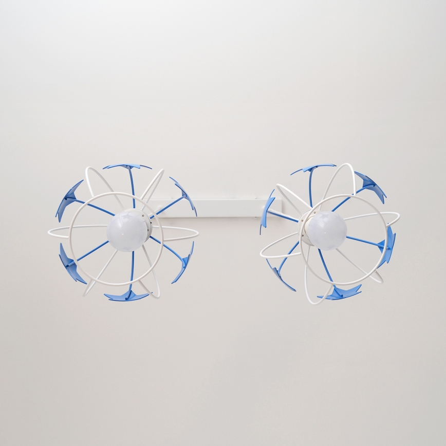 Kinder hanglamp aan een koord STARS 2xE27/15W/230V blauw/wit