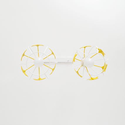 Kinder hanglamp aan een koord STARS 2xE27/15W/230V geel/wit