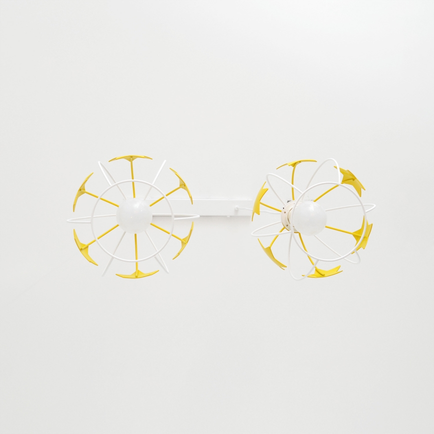 Kinder hanglamp aan een koord STARS 2xE27/15W/230V geel/wit