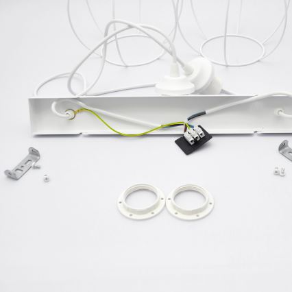 Kinder hanglamp aan een koord STARS 2xE27/15W/230V geel/wit