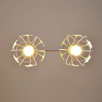 Kinder hanglamp aan een koord STARS 2xE27/15W/230V groen/wit