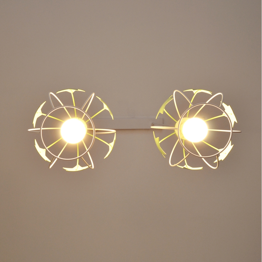 Kinder hanglamp aan een koord STARS 2xE27/15W/230V groen/wit