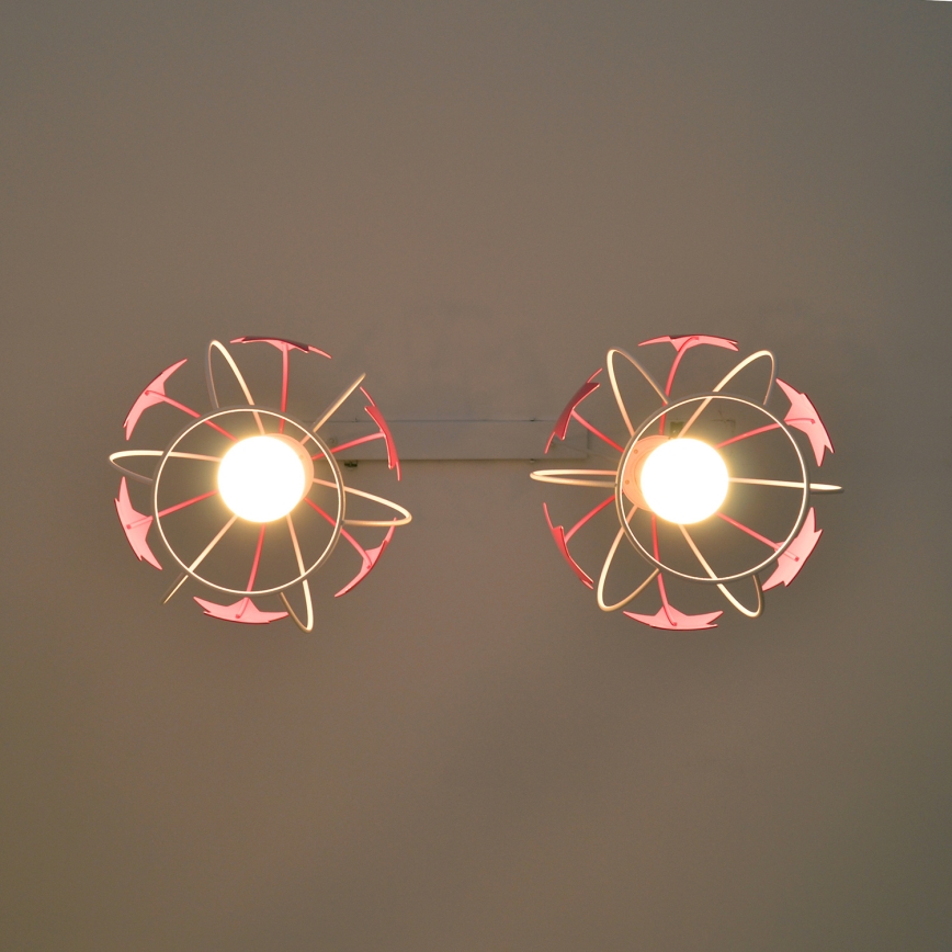 Kinder hanglamp aan een koord STARS 2xE27/15W/230V roze/wit