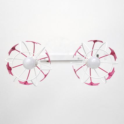 Kinder hanglamp aan een koord STARS 2xE27/15W/230V roze/wit