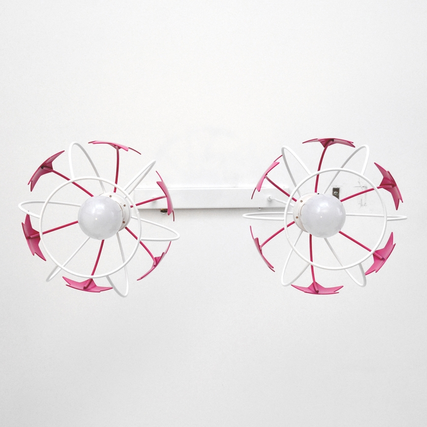Kinder hanglamp aan een koord STARS 2xE27/15W/230V roze/wit