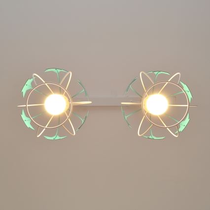 Kinder hanglamp aan een koord STARS 2xE27/15W/230V turquoise/wit