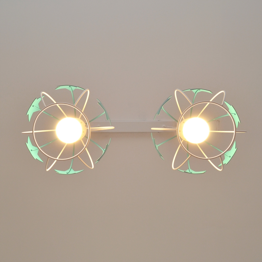 Kinder hanglamp aan een koord STARS 2xE27/15W/230V turquoise/wit