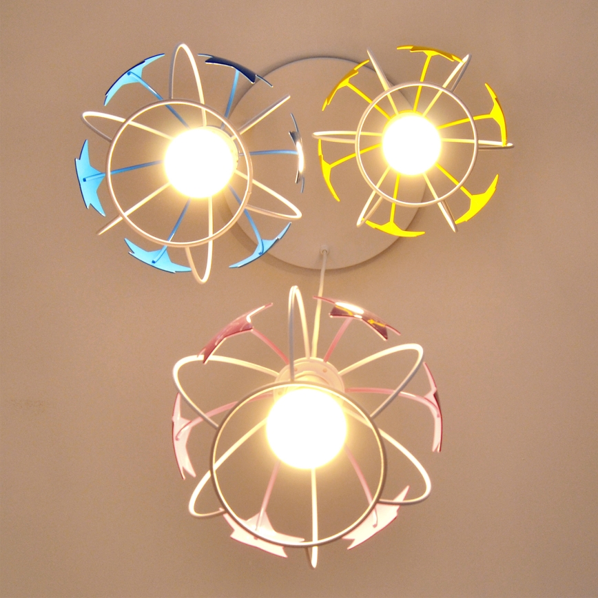 Kinder hanglamp aan een koord STARS 3xE27/15W/230V blauw/roze/geel