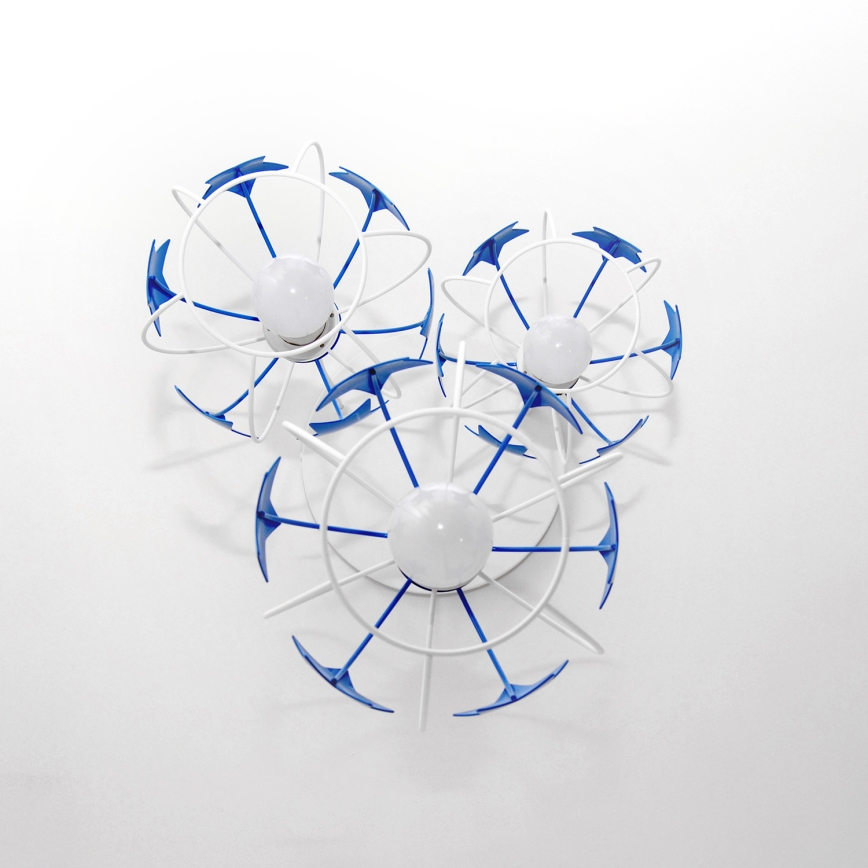 Kinder hanglamp aan een koord STARS 3xE27/15W/230V blauw/wit
