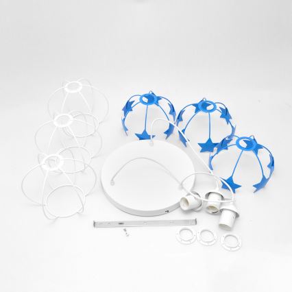 Kinder hanglamp aan een koord STARS 3xE27/15W/230V blauw/wit
