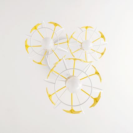 Kinder hanglamp aan een koord STARS 3xE27/15W/230V geel/wit