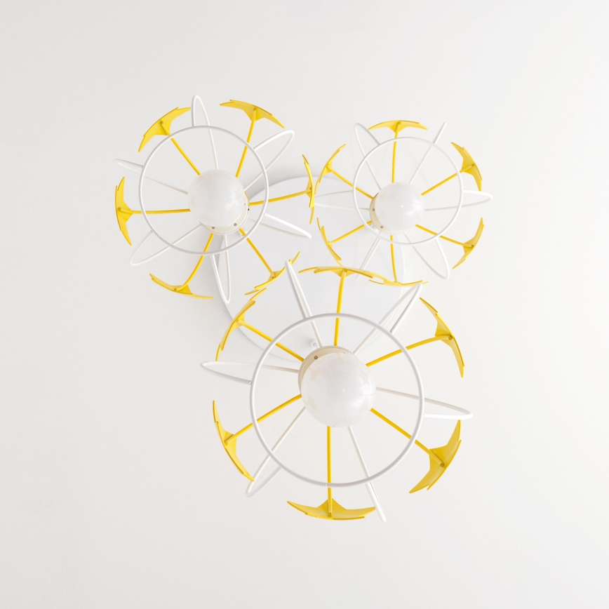 Kinder hanglamp aan een koord STARS 3xE27/15W/230V geel/wit