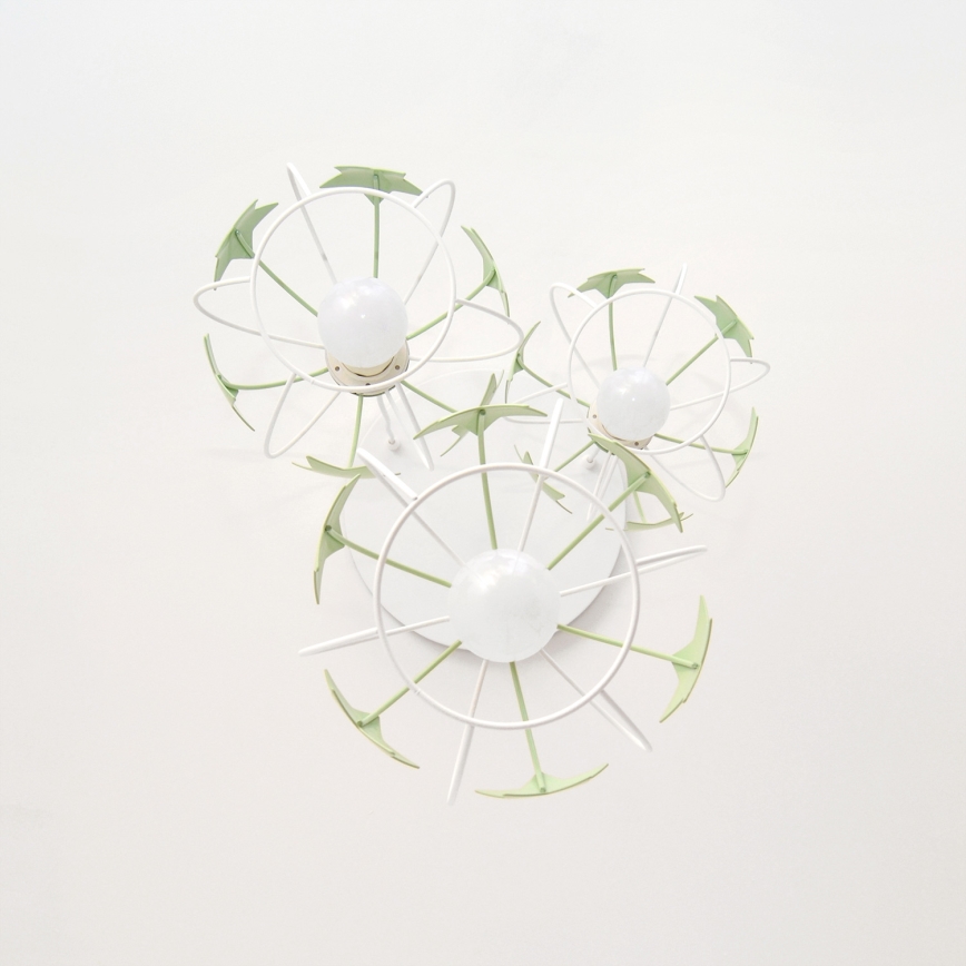 Kinder hanglamp aan een koord STARS 3xE27/15W/230V groen/wit