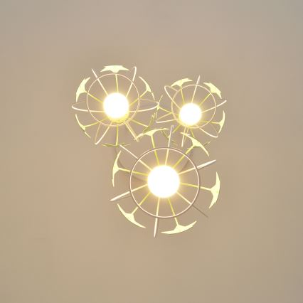 Kinder hanglamp aan een koord STARS 3xE27/15W/230V groen/wit