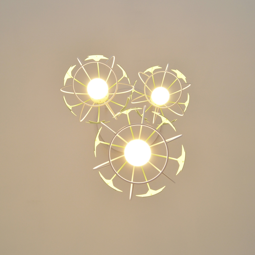Kinder hanglamp aan een koord STARS 3xE27/15W/230V groen/wit