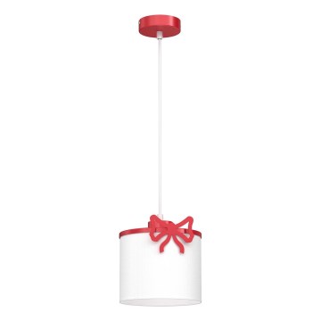 Kinder hanglamp aan een koord SWEET 1xE27/15W/230V wit/rood/strik