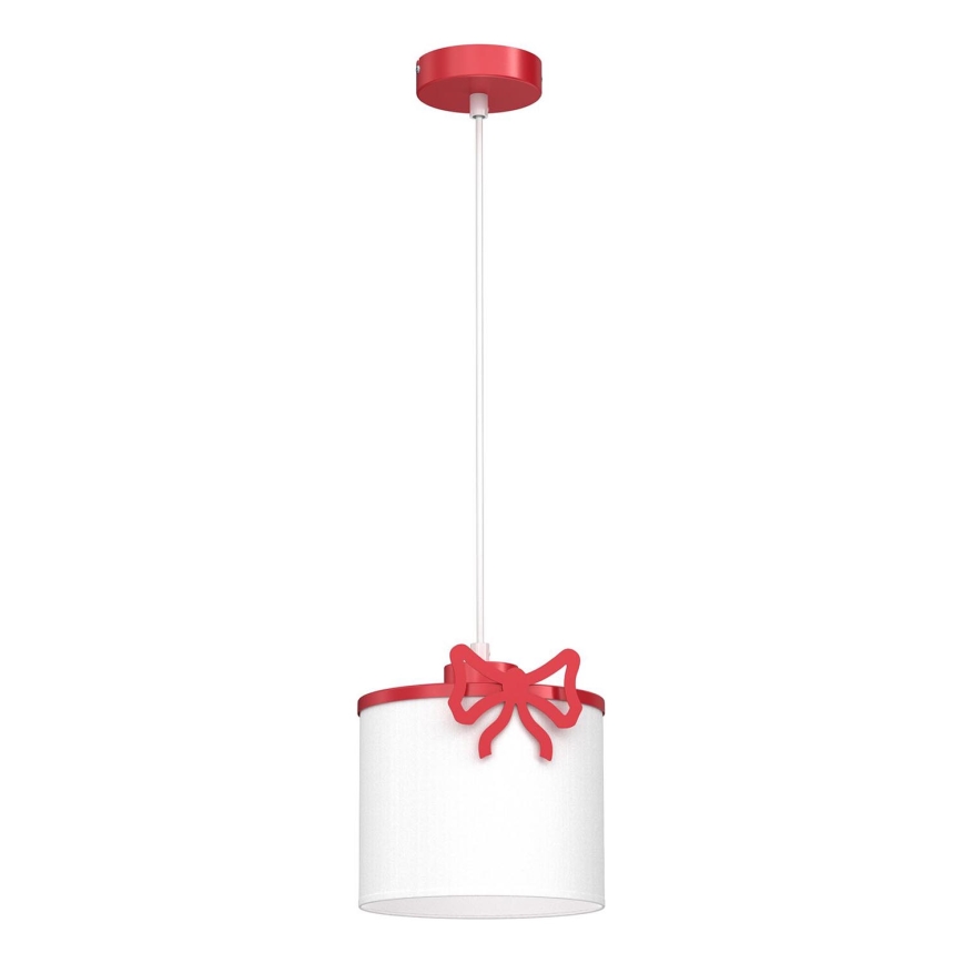 Kinder hanglamp aan een koord SWEET 1xE27/15W/230V wit/rood/strik