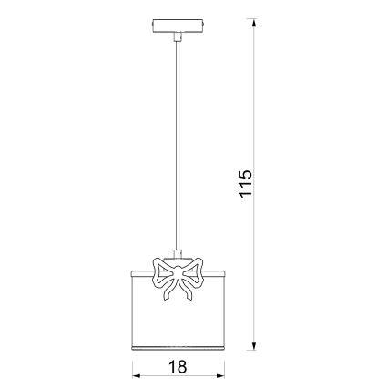 Kinder hanglamp aan een koord SWEET 1xE27/15W/230V wit/rood/strik