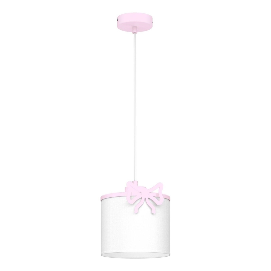 Kinder hanglamp aan een koord SWEET 1xE27/15W/230V wit/roze/strik