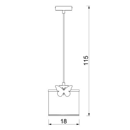 Kinder hanglamp aan een koord SWEET 1xE27/15W/230V wit/roze/vlinder
