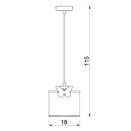Kinder hanglamp aan een koord SWEET 1xE27/15W/230V wit/vlinder
